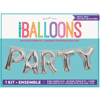 PARTY silver balloon banner kit.*