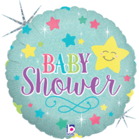 18" Baby Shower Stars Holographic Foil Balloon*