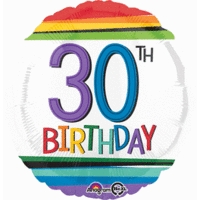 17" Rainbow 30th Birthday Foil Balloon*
