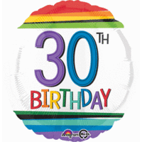 17" Rainbow 30th Birthday Foil Balloon