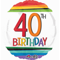 17" Rainbow 40th Birthday Foil Balloon*