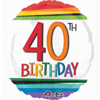 17" Rainbow 40th Birthday Foil Balloon