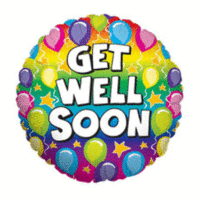 18" Get Well Rainbow Foil Balloon With Balloon Design