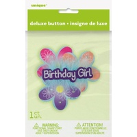 Birthday Girl Flowers Deluxe Badge