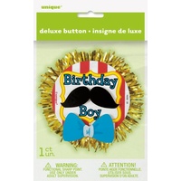 Birthday Boy Moustache Deluxe Badge