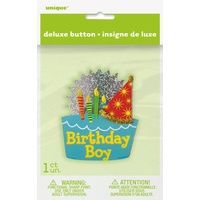Birthday Boy Party Hat Deluxe Badge