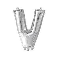Letter V Silver Foil Balloon - 35cm