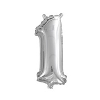 Number 1 Silver Foil Balloon - 35cm