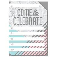 Marble Party Invitations - 16PK