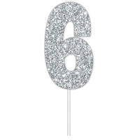 Silver Glitter Cake Topper #6*