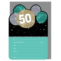 50th Birthday Party Invitations & Envelopes - Pk 16