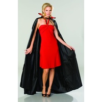 Long Black Satin Cape - Adult