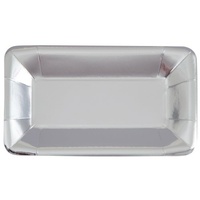 Silver Foil Rectangular Entree Plates - PK 8