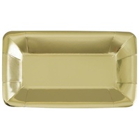 Gold Foil Rectangular Entree Plates - PK 8