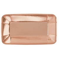 Rose Gold Foil Rectangular Entree Plates - PK 8