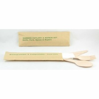 Wooden Cutlery & Napkin Sets – 25 Pack