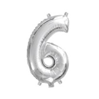 Number 6 Silver Foil Balloon (35cm)