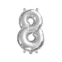 35cm Number 8 Silver Foil Balloon