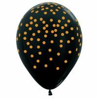 Gold Confetti Metallic Black 30cm Bag50