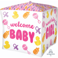 15" Baby Girl Cube Balloon