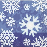 Snowflake Beverage Napkins (2ply) - Pk 16*