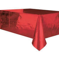 Metallic Red Plastic Rectangle Tablecover (137x274cm)
