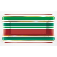 Chic Christmas Foil Rectangular Entree Plates - Pk 8