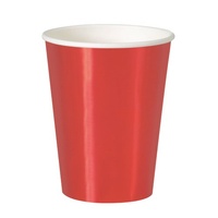 Metallic Red Paper Cups (355ml) - Pk 8