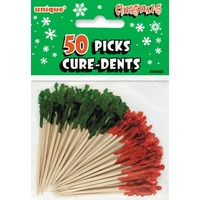 Red & Green Frilled Cocktail Picks - Pk 50