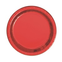 Metallic Red Paper Plate (17cm) - Pk 8