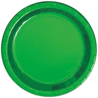 Green 9" Foil Dinner Plates - Pk 8