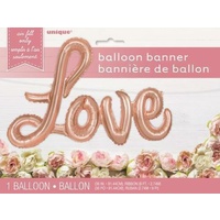 36" "Love" Script Rose Gold Foil Balloon Banner