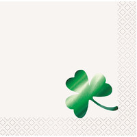 Green Shamrock Beverage Napkins - PK 16