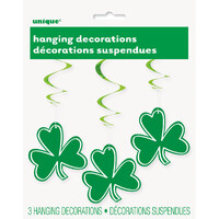 Hanging Swirl Shamrock Decorations - Pk 3