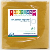 Gold Cocktail Napkins (25cm) - Pk 50