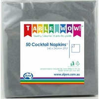 Silver Cocktail Napkins (25cm) - Pk 50