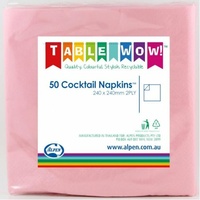Light Pink Cocktail Napkins (25cm) - Pk 50