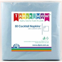 Light Blue Cocktail Napkins (25cm) - Pk 50