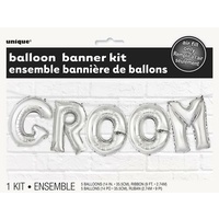 GROOM Silver Foil Balloon Banner Kit -14"