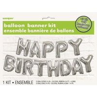 HAPPY BIRTHDAY Silver Foil Balloon Banner Kit -14"