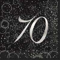 70 Black & Silver Glitz Lunch Napkins - Pk 16