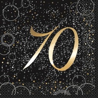 70 Black & Gold Glitz Lunch Napkins - Pk 16