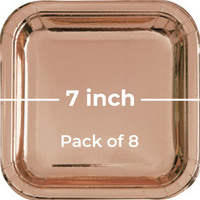 Rose Gold Foil 7" Square Lunch Plates - Pk 8