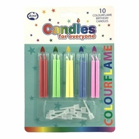 Colourflame Candles Assorted Colours with holders P10