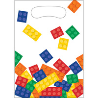 Building Block Party Plastic Loot Bags - Pk 8