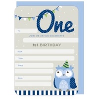 1st Birthday Boy Party Invitations - Pk 16*