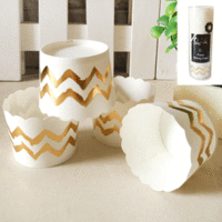 Metallic Gold Chevron Paper Baking Cup - Pk 25