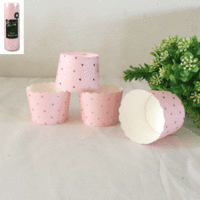 Pink Dotty Paper Baking Cup with Gold Foil - Pk 25