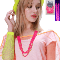 Neon Pink Bead Necklaces - Pk 3