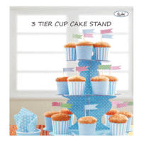 3 Tier Cupcake Stand - Blue With White Polkadots